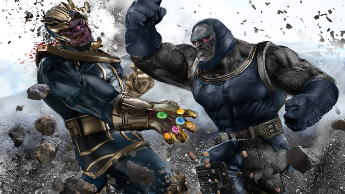 Thanos and Darkseid fighting