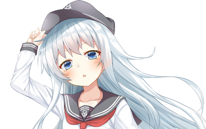 Hibiki from Kancolle wearing a sailor uniform
