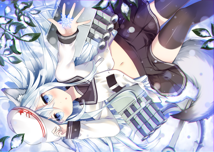 Hibiki from Kancolle holding a snowflake