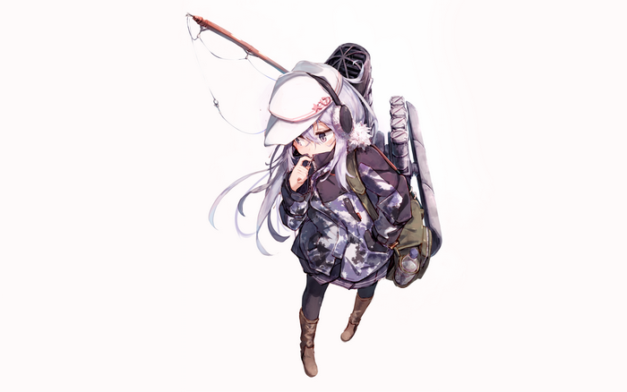 Hibiki from Kancolle with fishing rod