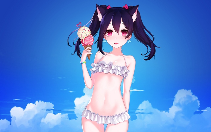 Nico Yazawa from Love Live! holding ice cream