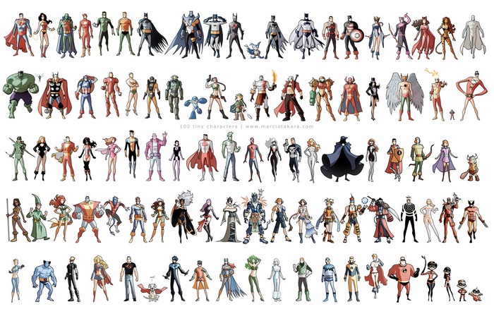 100 Tiny Characters: DC and Marvel Superheroes