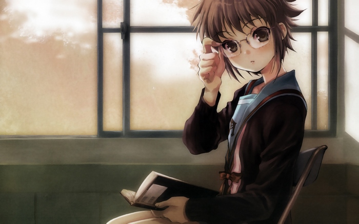Yuki Nagato reading a book