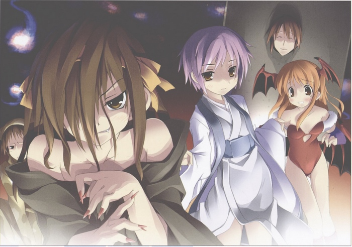 Yuki Nagato and friends in a dark setting