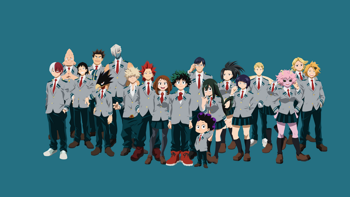 My Hero Academia characters in school uniforms