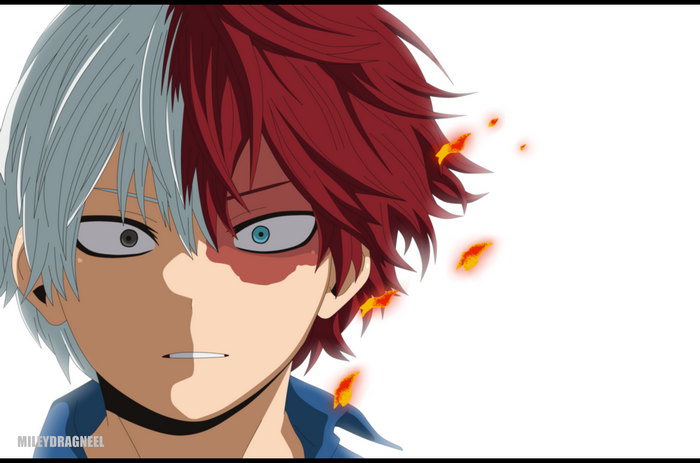 Shoto Todoroki with Split Hair and Fire Effects