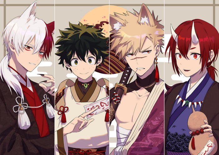 Shoto Todoroki in Traditional Japanese Attire with Fantasy
