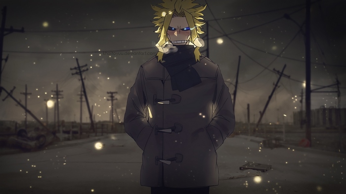 All Might from My Hero Academia in a desolate town
