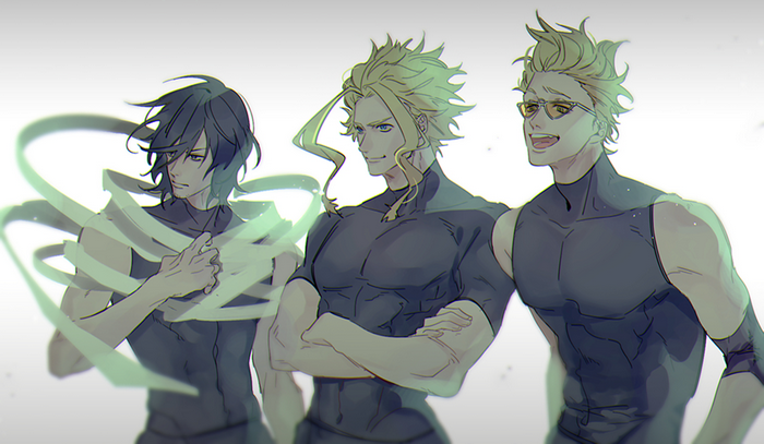 Eraser Head, All Might, and Present Mic from My Hero Academia