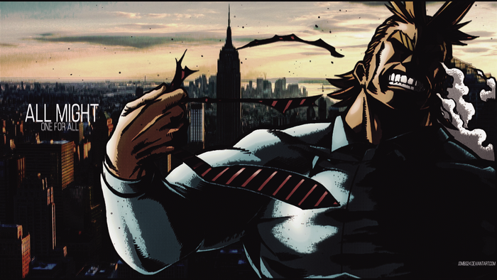 All Might from My Hero Academia in a city