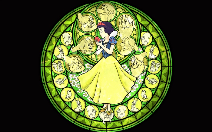 Snow White and the Seven Dwarfs stained glass art