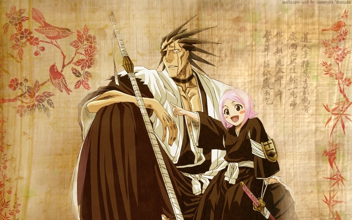 Kenpachi Zaraki and Yachiru Kusajishi from Bleach
