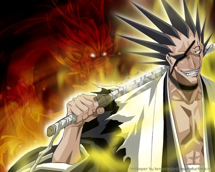 Kenpachi Zaraki from Bleach with a dragon