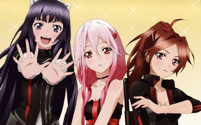 Inori Yuzuriha and friends from Guilty Crown