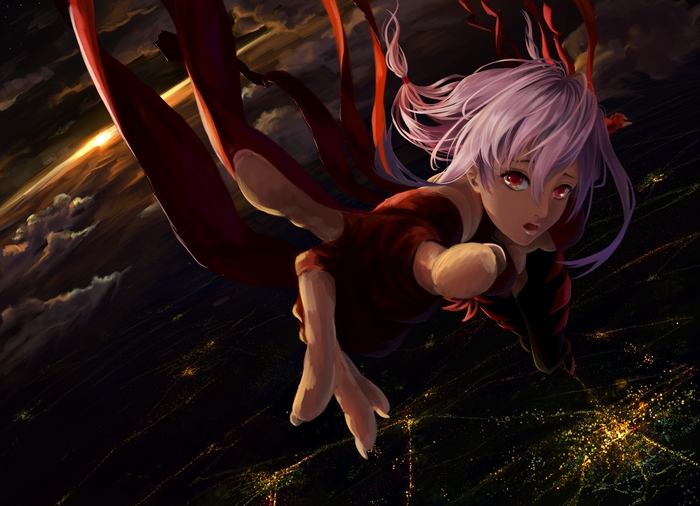 Inori Yuzuriha falling from space