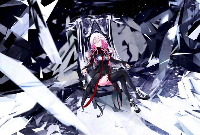 Inori Yuzuriha from Guilty Crown on a throne