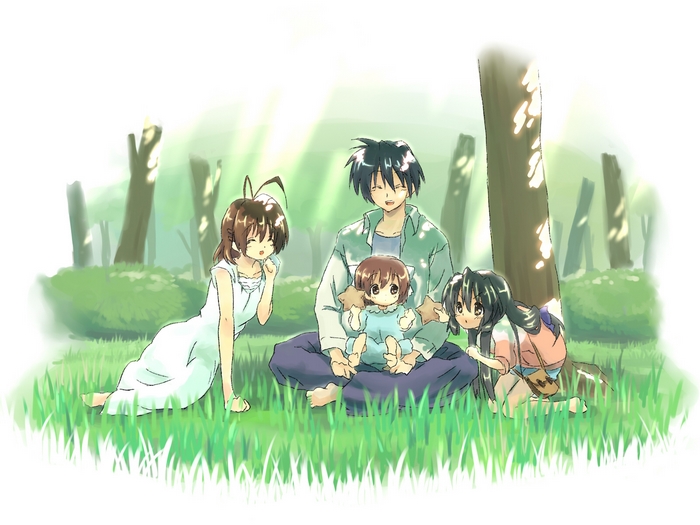 Fuuko Ibuki and family in a forest