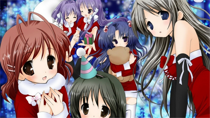Fuuko Ibuki and friends in Christmas outfits