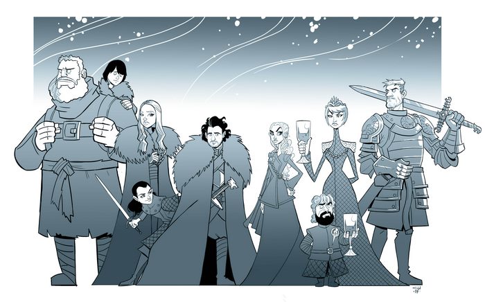 Game of Thrones characters in cartoon style