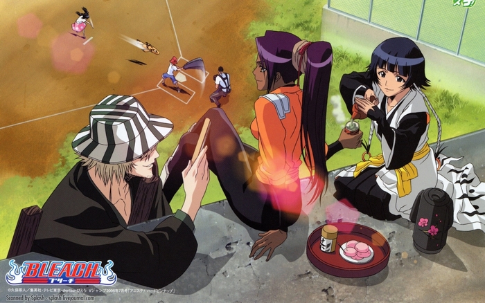 Yoruichi Shihouin and friends from Bleach playing baseball