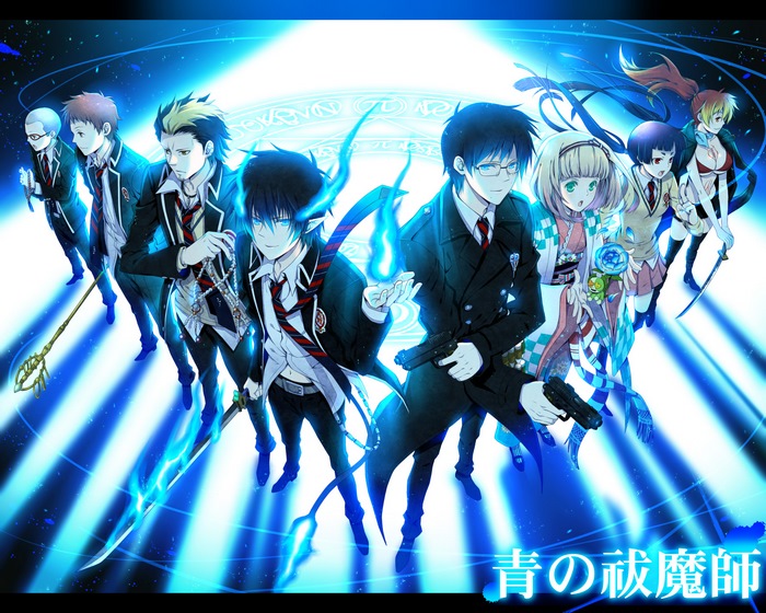 Blue Exorcist characters with magic circles