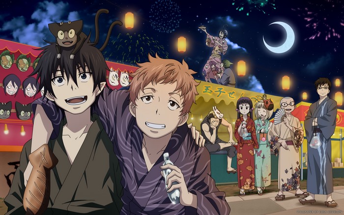 Rin Okumura and friends at a festival