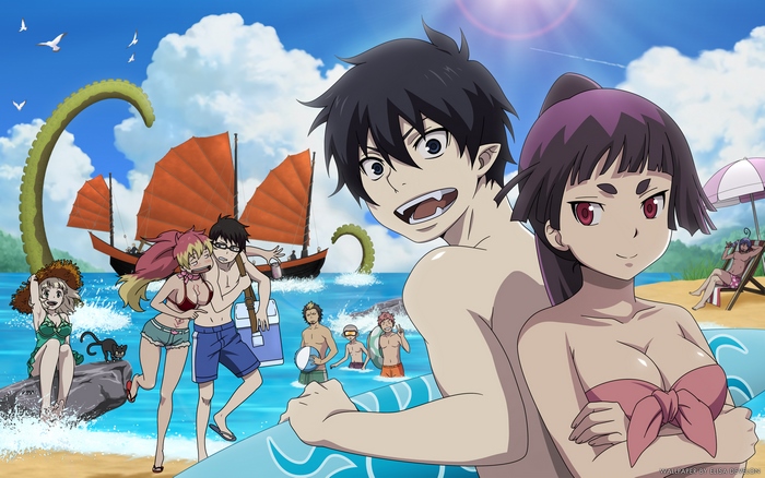 Rin Okumura and friends at the beach