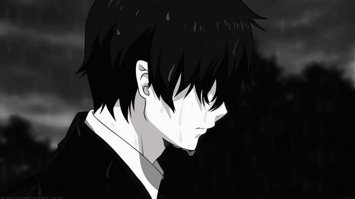 Rin Okumura crying in the rain