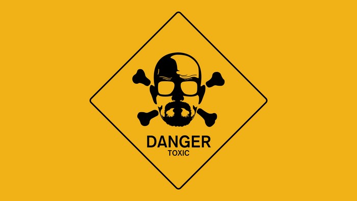 Danger Toxic Sign with Walter White Skull