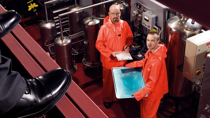 Walter White and Jesse Pinkman in a lab
