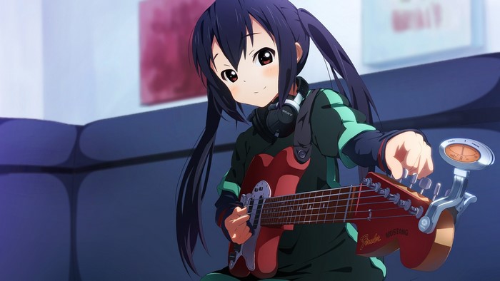 Azusa Nakano from K-On! playing guitar