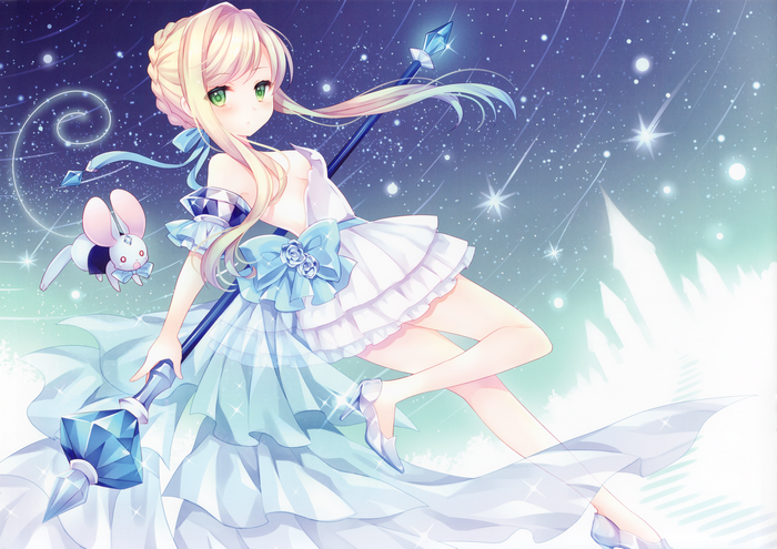 Cinderella with a magical staff and bunny companion