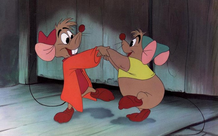 Jaq and Gus from Cinderella dancing