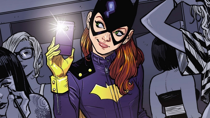 Batgirl taking a selfie with friends