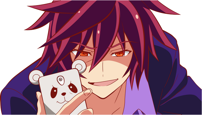 Sora from No Game No Life holding a phone