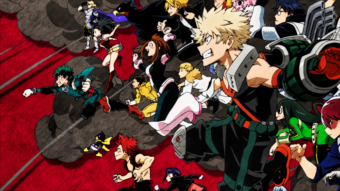 My Hero Academia characters in action