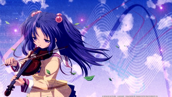 Kotomi Ichinose from Clannad playing violin