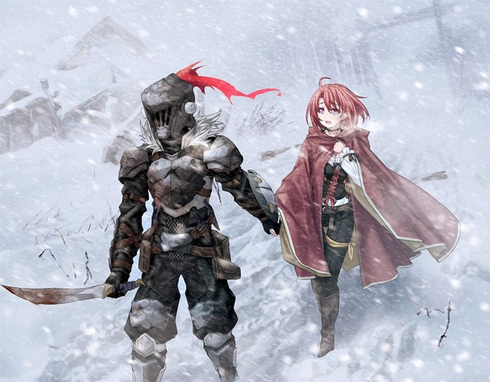 Goblin Slayer and Priestess in the Snow