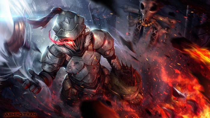Goblin Slayer Battling Fiery Creatures