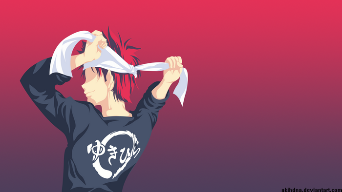Sōma Yukihira from Food Wars! tying headband