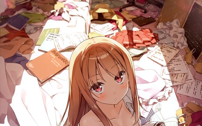 Mashiro Shiina in a messy room