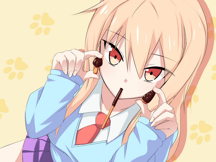 Mashiro Shiina eating Pocky