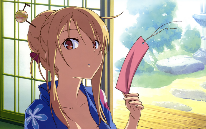 Mashiro Shiina holding a wind chime