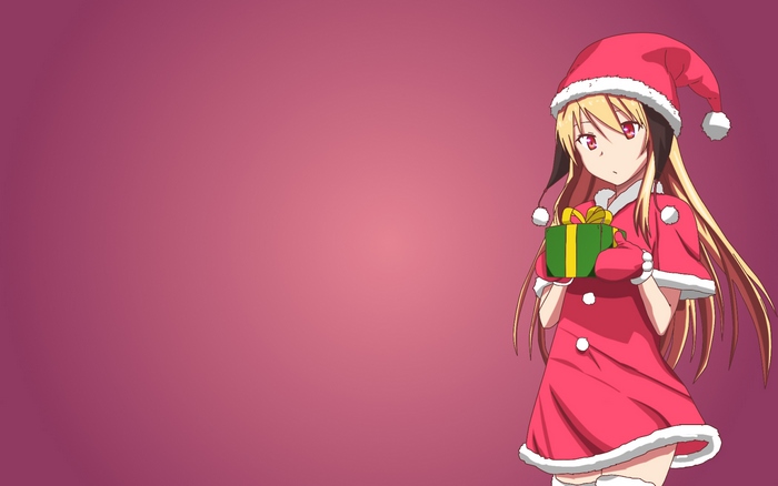Mashiro Shiina in Christmas Outfit Holding Gift