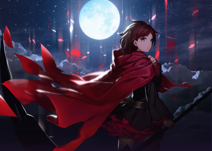 Ruby Rose from RWBY under the full moon