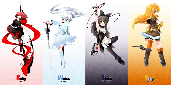 Ruby, Weiss, Blake, and Yang from RWBY