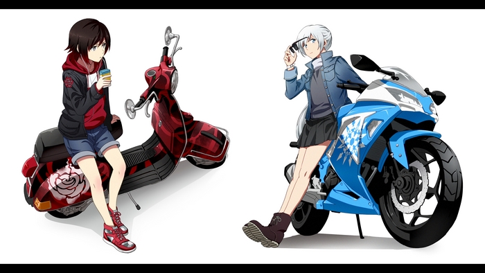 Ruby Rose and Weiss Schnee with vehicles