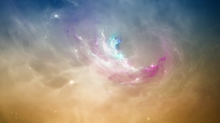 Cosmic nebula with stars and colorful gas clouds