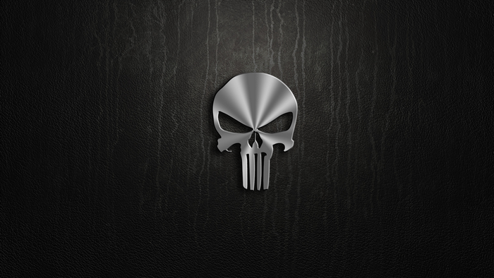 The Punisher Skull on Black Leather