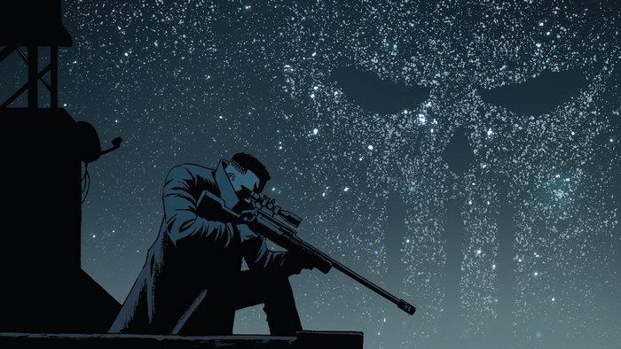 Punisher with Sniper Rifle Under Starry Sky